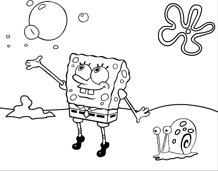 DIBUJO PARA COLOREAR DE BOB ESPONJA:BOB Y GARY : ACTIVIDADES PARA NIÑOS